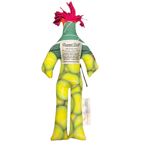 Dammit Doll Sports Series Tennis Themed Stress Relief Gag Gift New W Tags 13" - Picture 1 of 11